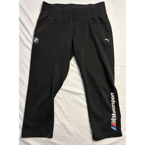 Womens Puma BMW Motorsport Racing Black Lounge Sweat Pants Adult Size XL Cropped - Picture 1 of 8